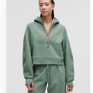 Scuba Oversized Half-Zip Hoodie crater blue gold zipper